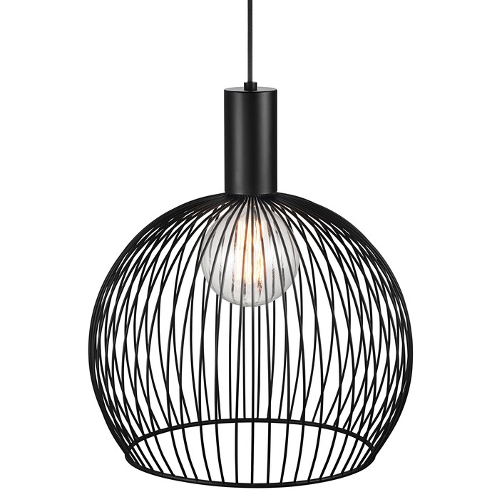 Jednoduché, estetické světlo Nordlux Aver z černých zakřivených kovových drátů (Průměr: Ø40cm)
