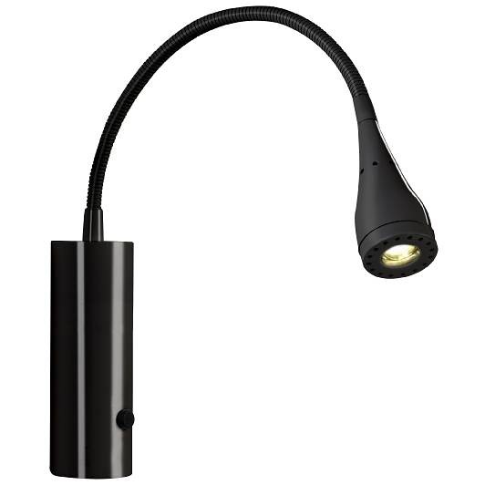 Jednoduchá nástěnná lampa Nordlux Mento s flexi ramenem v minimalistickém duchu (černá)