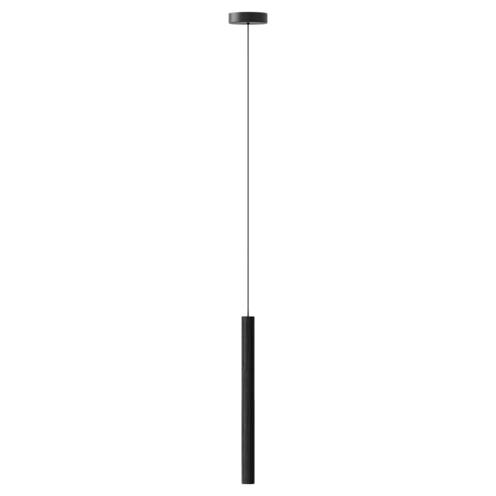 Závěsná lampa UMAGE Chimes. Kombinace světlého nebo tmavého dřeva, černé s černým textilním kabelem (černá)