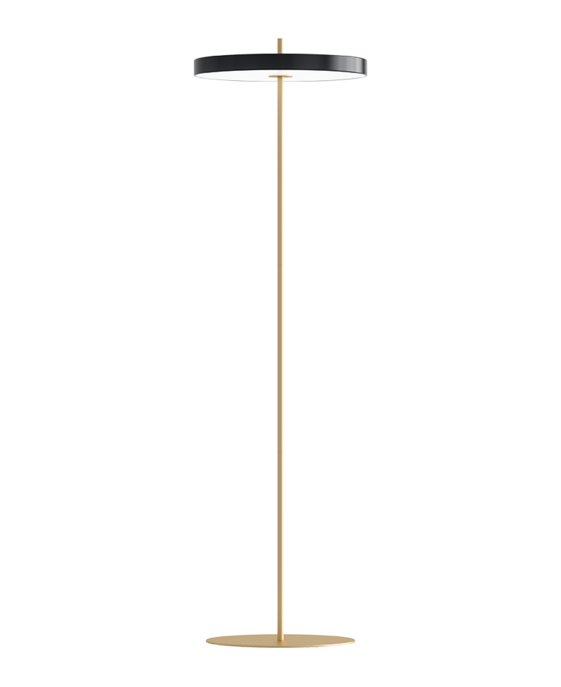 elegantní designová stojací lampa se zabudovaným LED panelem a difuzorem 