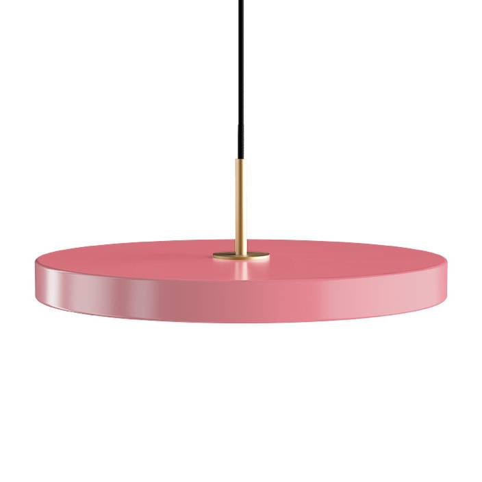 Jednoduchá a originální závěsná lampa UMAGE Asteria ve tvaru disku. Kovové stínidlo, LED žárovka. Šest barev.  (růžová)