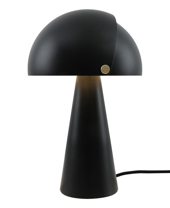 Originální stolní svítidlo Align od Nordluxu v matném sametovém provedení s detaily z broušené mosazi. Stínítko lampy je složeno z vnitřního statického a vnějšího pohyblivého, které si můžete uzpůsobit podle Vašich potřeb. Vybrat si můžete jednu ze tří ba