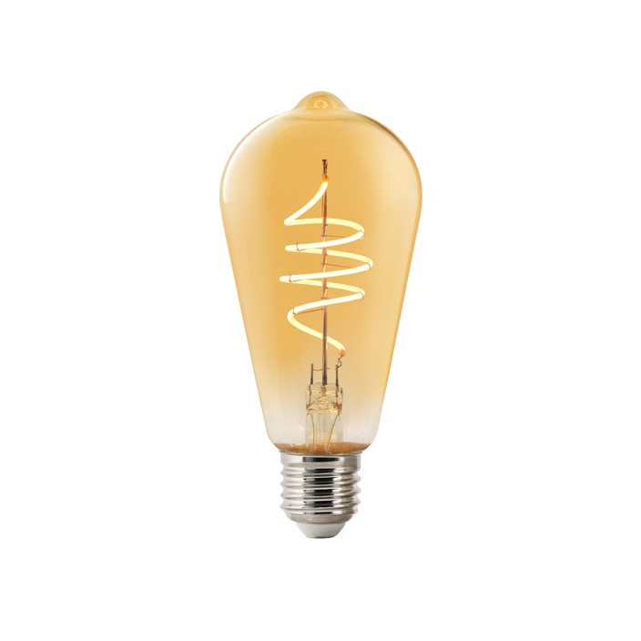 Designová chytrá stmívatelná LED žárovka pro svítidla se závitem E27. V jantarovém provedení. (jantarová)