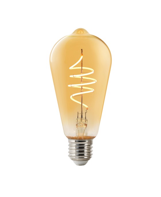 Designová chytrá stmívatelná LED žárovka pro svítidla se závitem E27. V jantarovém provedení.