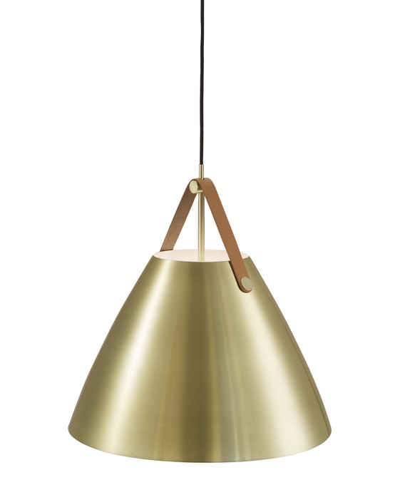 Severské, elegantní kovové závěsné svítidlo Nordlux Strap s vyměnitelnými koženými řemínky