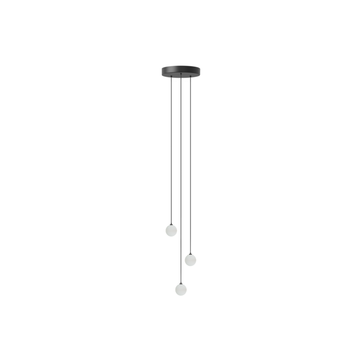 Závěs Rosette Mini s kovovým baldachýnem ke stínidlům UMAGE v černé barvě se třemi závěsy. (černá)