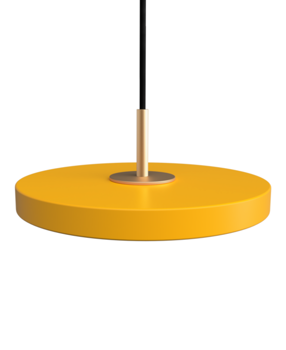 Jednoduchá a originální závěsná lampa UMAGE Asteria Micro ve tvaru disku. Kovové stínidlo, LED žárovka v jedenácti barevných provedeních.