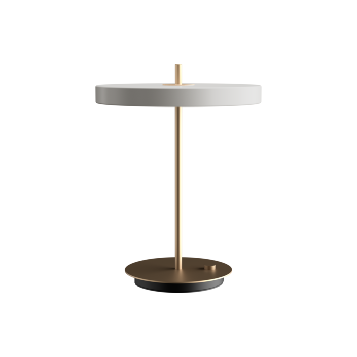 Elegantní designová stolní lampa se zabudovaným LED panelem a difuzorem obsahující skrytý USB port pro možnost nabíjení mobilních telefonů (šedá)