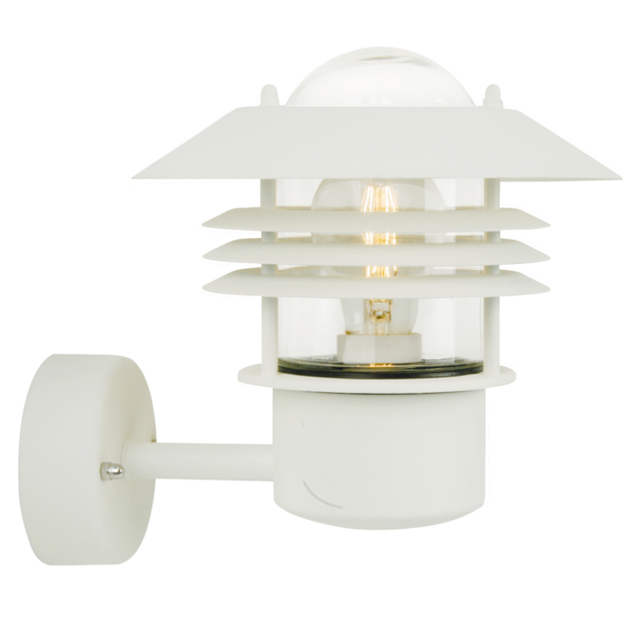 Krásné venkovní nástěnné svítidlo s hlavou lampy směřujícím nahoru ve funkčním klasickém designu ve čtyřech barevných variantách  (bílá)