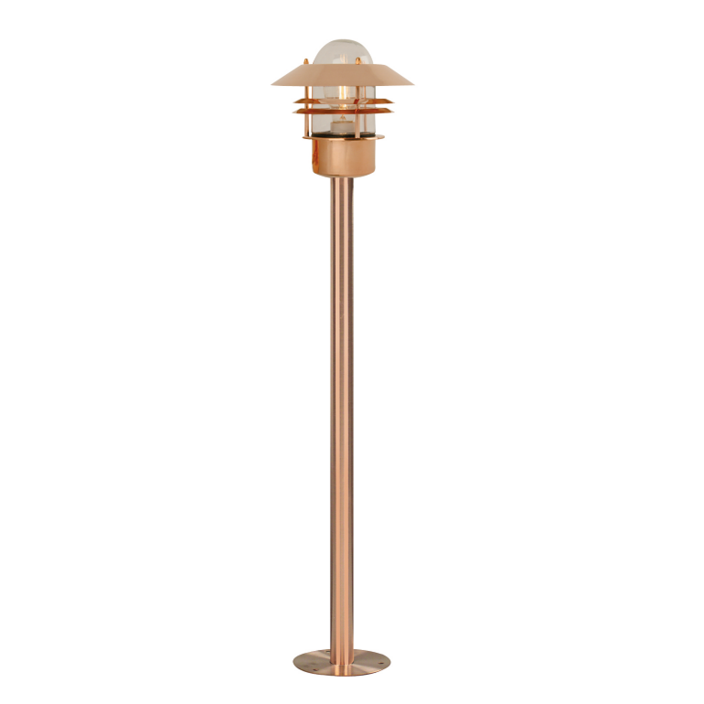 Krásná a elegantní zahradní lampa v klasickém funkčním designu ve třech provedeních s úpravou odolnou proti klimatickým podmínkám (měď)
