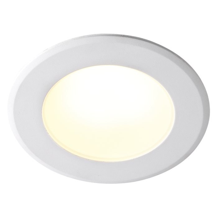 Kulaté vestavné stmívatelné svítidlo Nordlux Birla. Úsporná LED žárovka. Vhodné pro vnitřní i venkovní použití  (bílá)