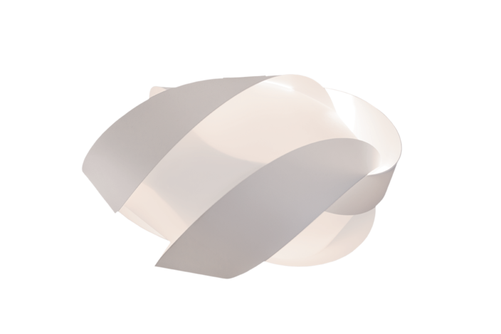 Originální závěsná lampa UMAGE Ribbon. Bílé stínidlo ve tvaru spletené stuhy. Dvě velikosti (Průměr: Ø28cm)