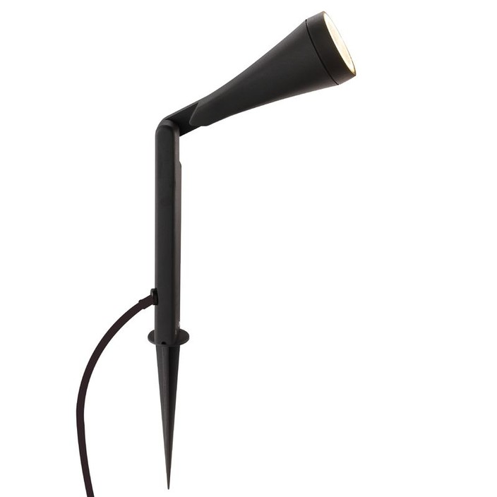 Směrovatelná jednoduchá venkovní lampa se zápichem v černém provedení s schuko zástrčkou (černá)