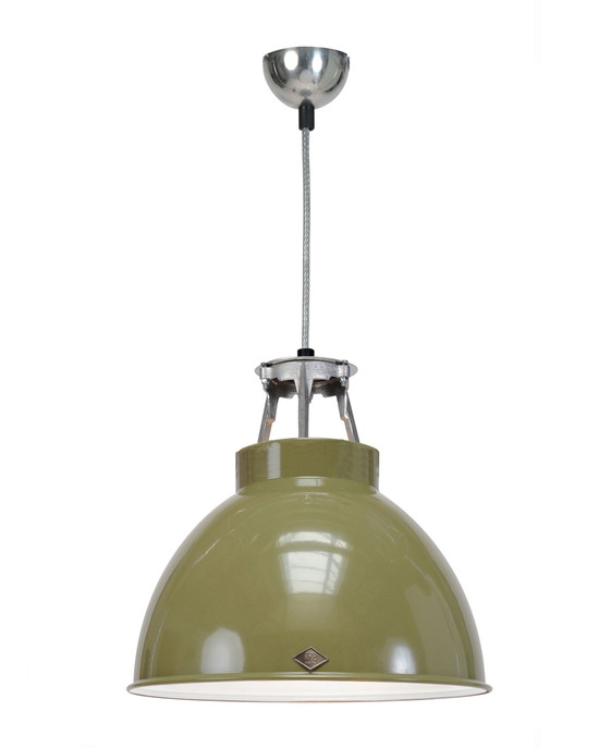 Titan od Original BTC - retro závěsné svítidlo v industriálním stylu. Hliníkové stínidlo na ocelovém kabelu. Barevné variace, nebo bez povrch. úpravy